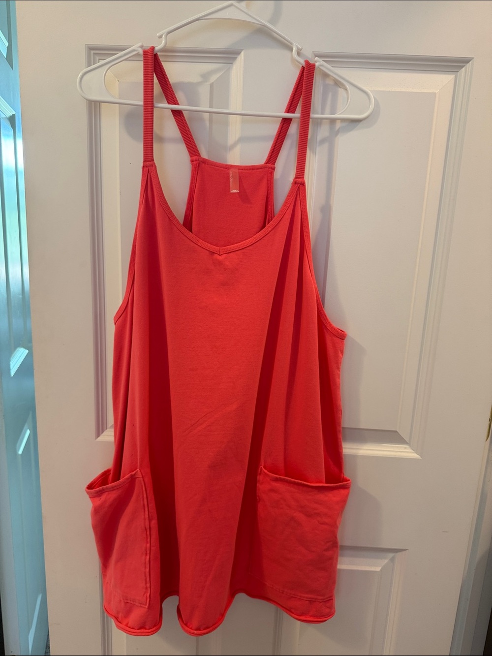 Women's Coral Strappy Tank overalls with back Zip Pocket